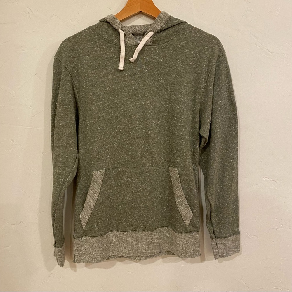 Live and Tell LAT Hoodie Sweatshirt Heather Olive Green French Terry XS